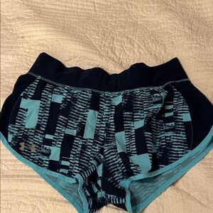 Under Armour Blue and Black Geometric Running Shorts